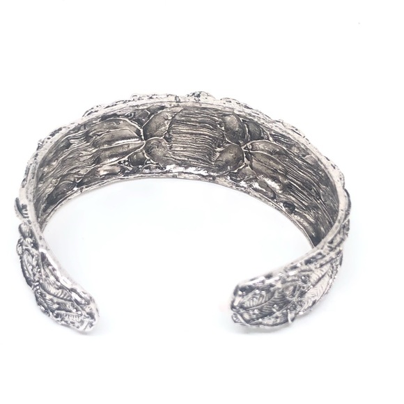 Tibetan Silver Wide Cuff Bracelet with Turquoise - Picture 4 of 11